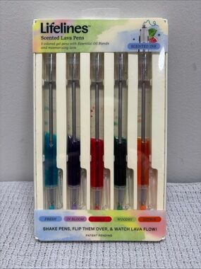 Lifelines Scented Lava Pen Set 5 Pack Fresh Bloom Spicy Woodsy Citrus Colored